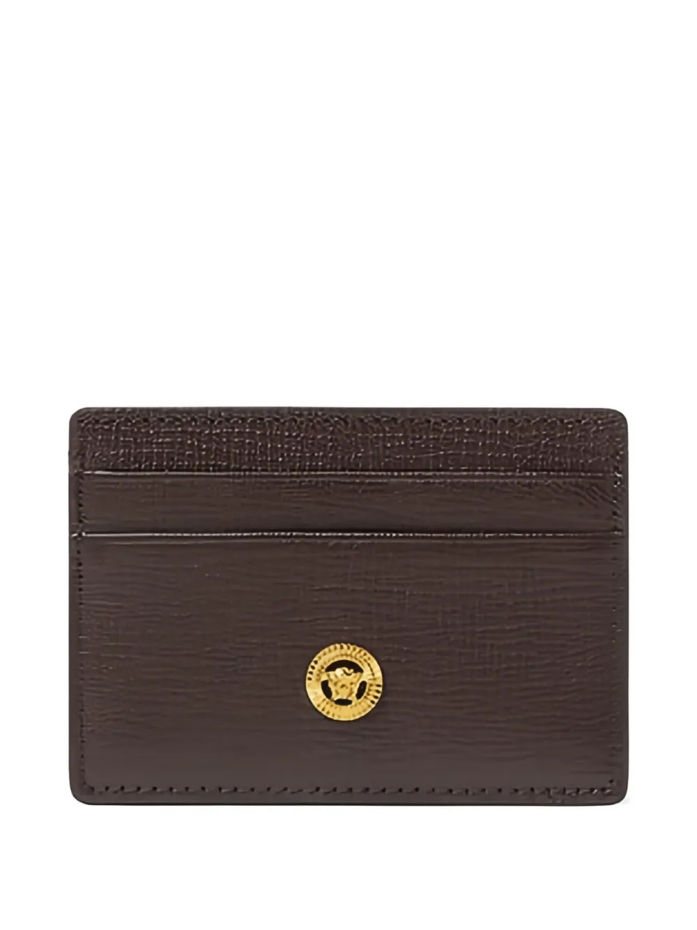 Versace Leather Cardholder In Brown