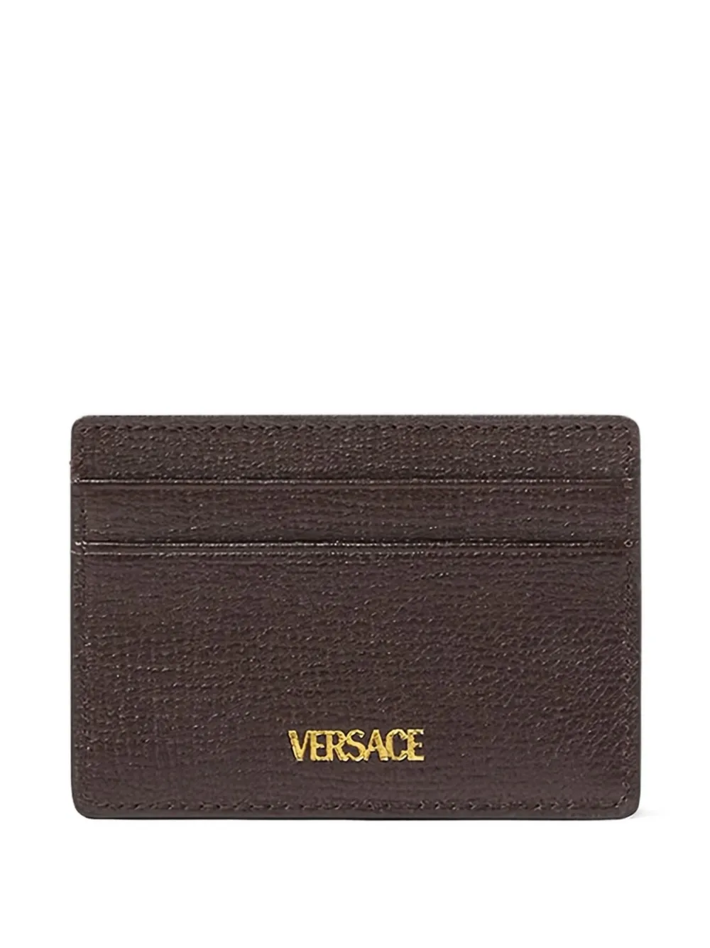 Versace Leather Cardholder In Brown