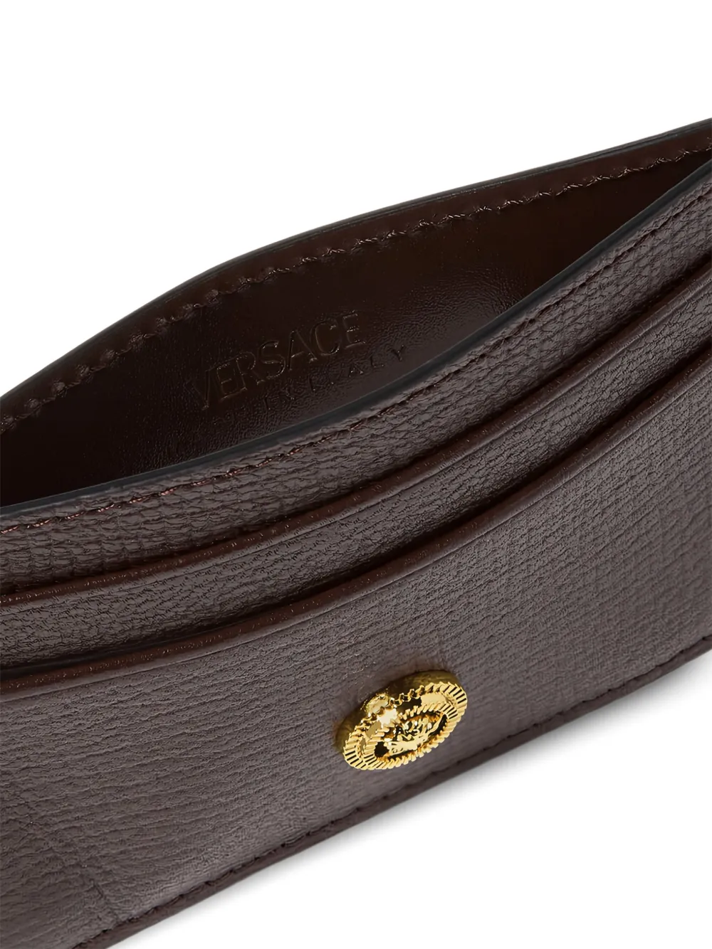 Versace Leather Cardholder In Brown