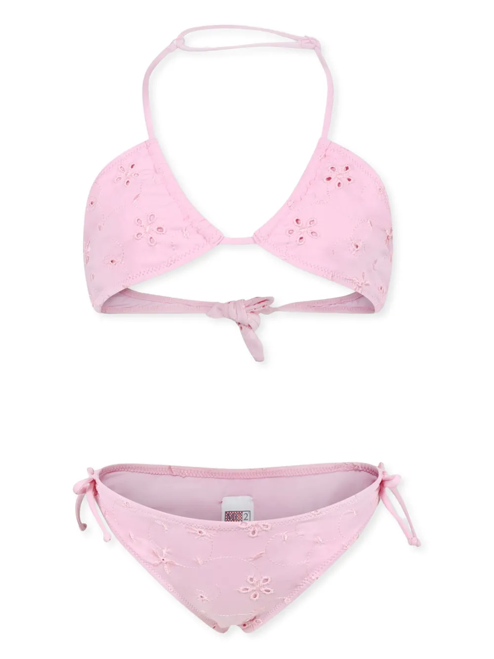 MC2 Saint Barth Kids Bikini met geborduurde bloe Roze