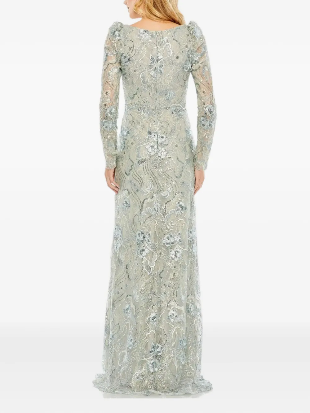 Mac Duggal Avondjurk met V-hals en bloemenprint - Blauw