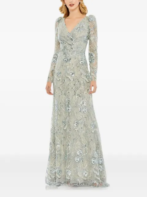 Mac Duggal floral-embellishments V-neck gown