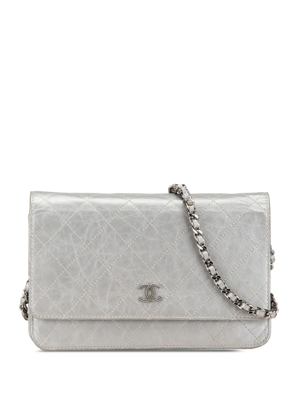 CHANEL Pre-Owned 2011 CC Quilted Aged Calfskin Wallet On Chain crossbody bag | Silver | Image 1