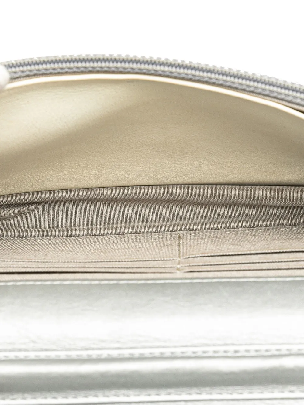 Pre-owned Chanel 2011 Cc Quilted Aged Calfskin Wallet On Chain Crossbody Bag In Silver