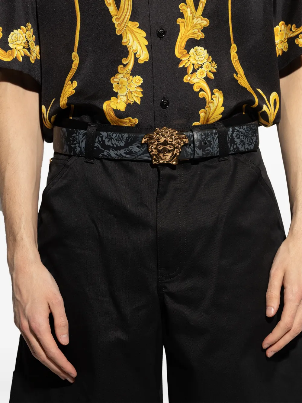 Shop Versace Medusa-buckle Belt In 黑色