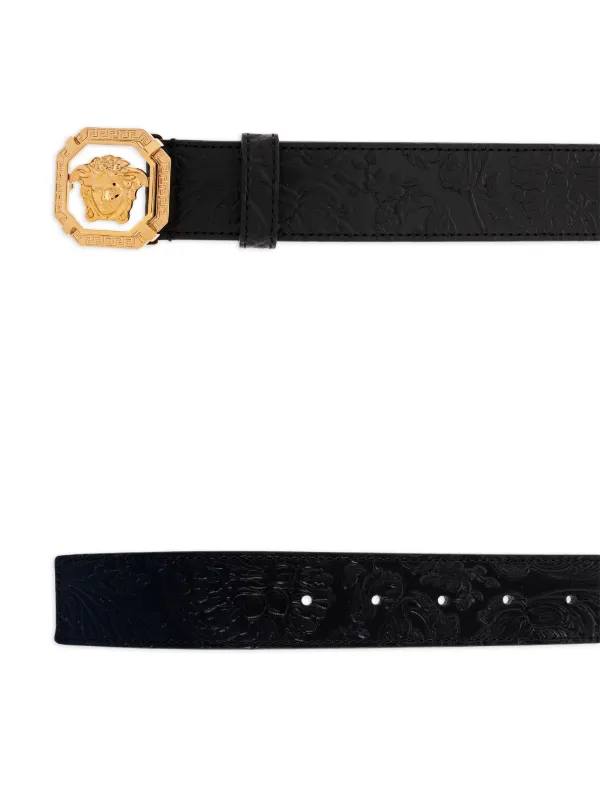 Versace Medusa Embossed Leather Belt | Black | FARFETCH