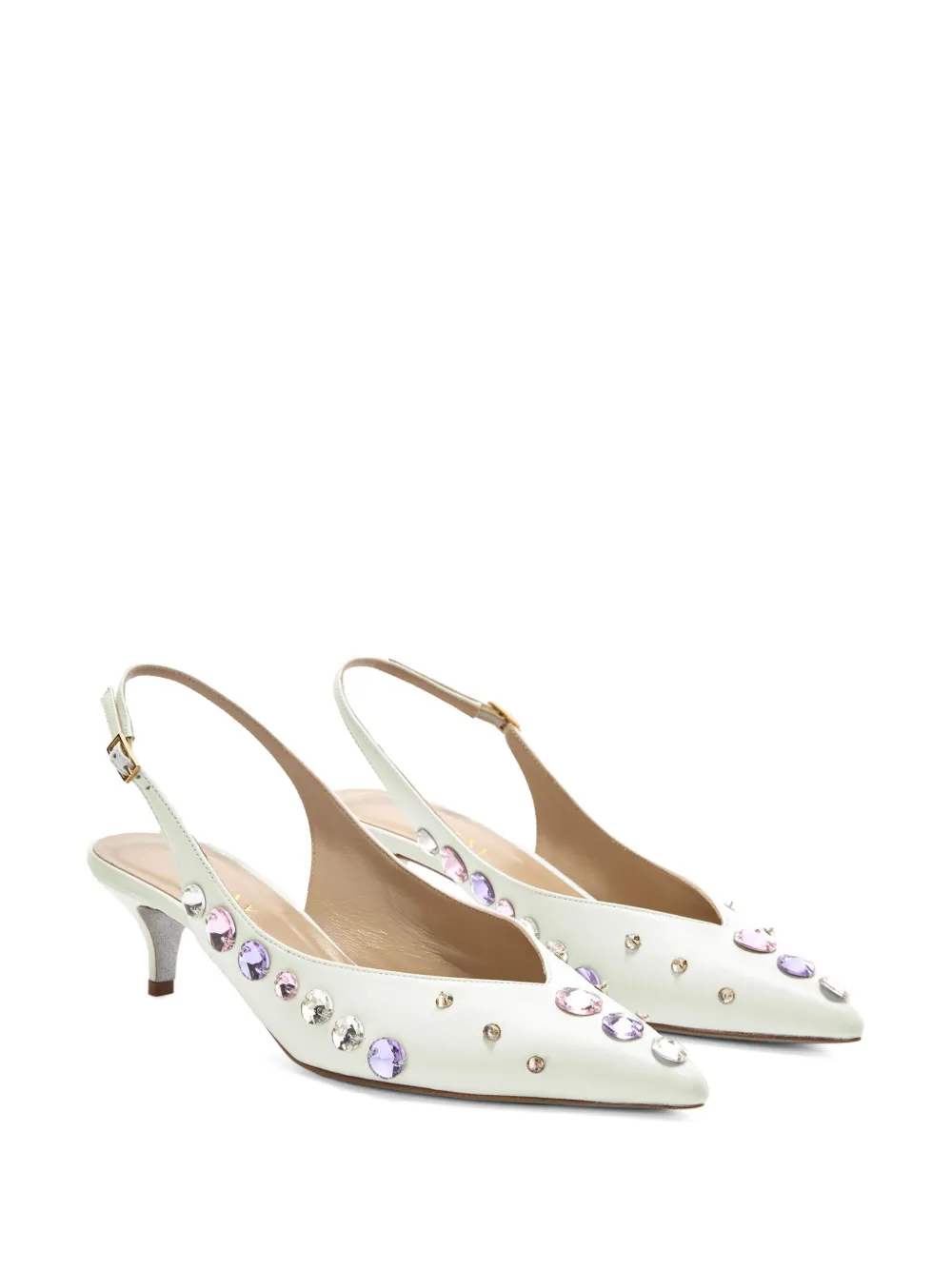 Genny Leren pumps - Wit