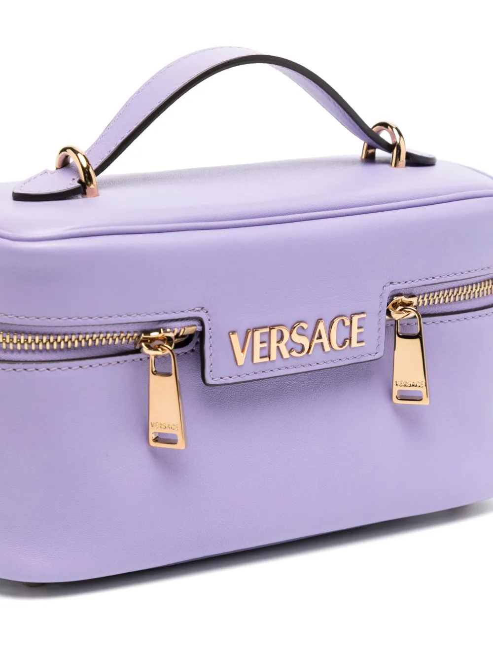 Versace Tag Vanity Bag In Purple