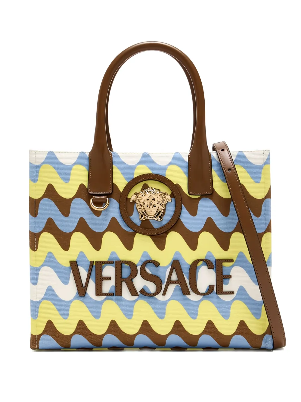 Versace wave-pattern tote bag | Brown | Image 1