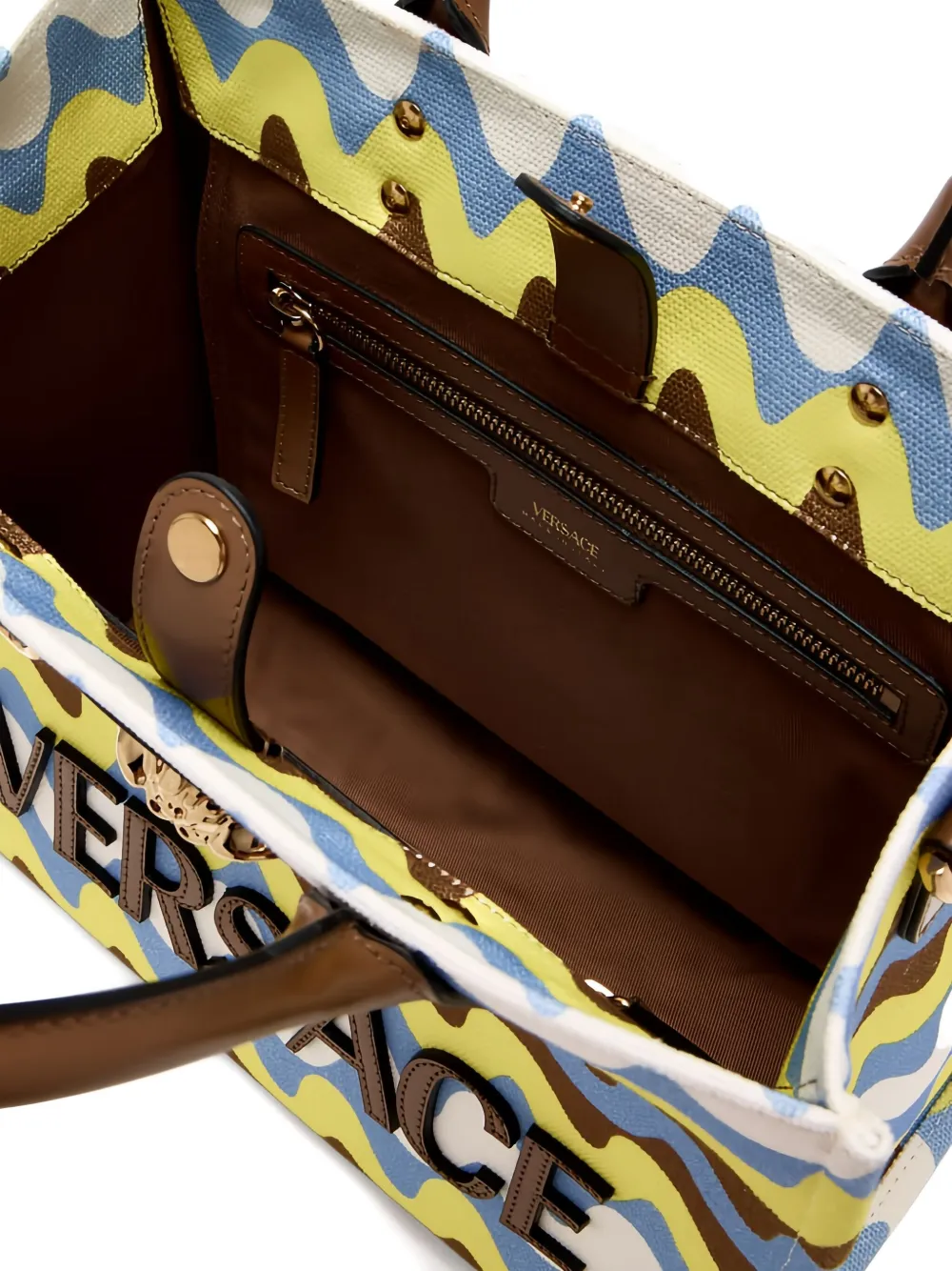 Versace Shopper met golvend patroon Bruin