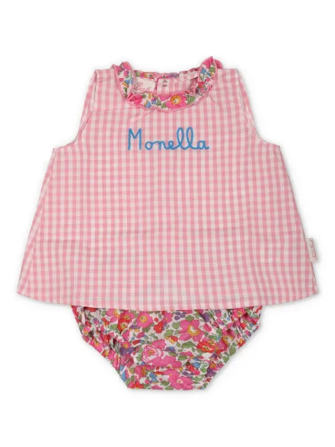 MC2 Saint Barth Kids فستان كاروهات مضفرة
