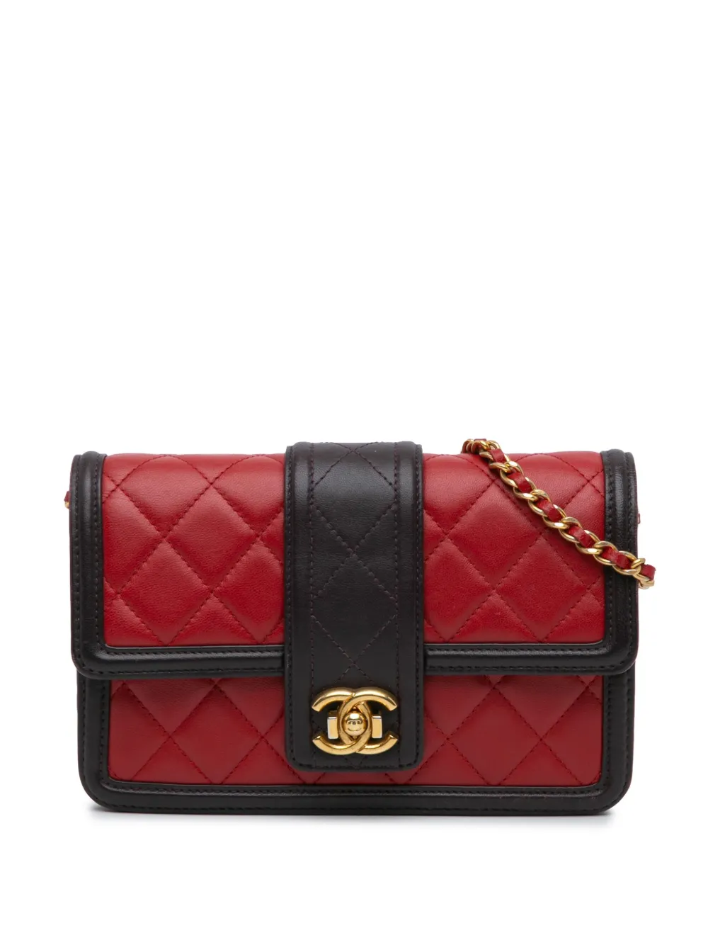 CHANEL Pre-Owned 2016-2017 ラムスキン エレガント ココマーク ウォレットオンチェーン ショルダーバッグ - CHANEL Pre-Owned 2016-2017 ラムスキン エレガント ココマーク ウォレットオンチェーン ショルダーバッグ -