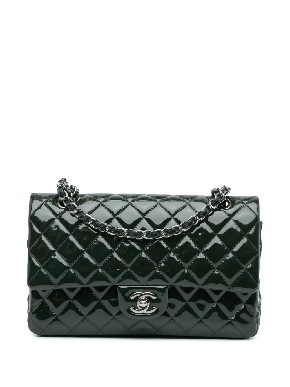 CHANEL Pre-Owned شنطة كتف 'كلاسيك باتينت دابل فلاب' متوسطة 2014 | أزرق | Image 1