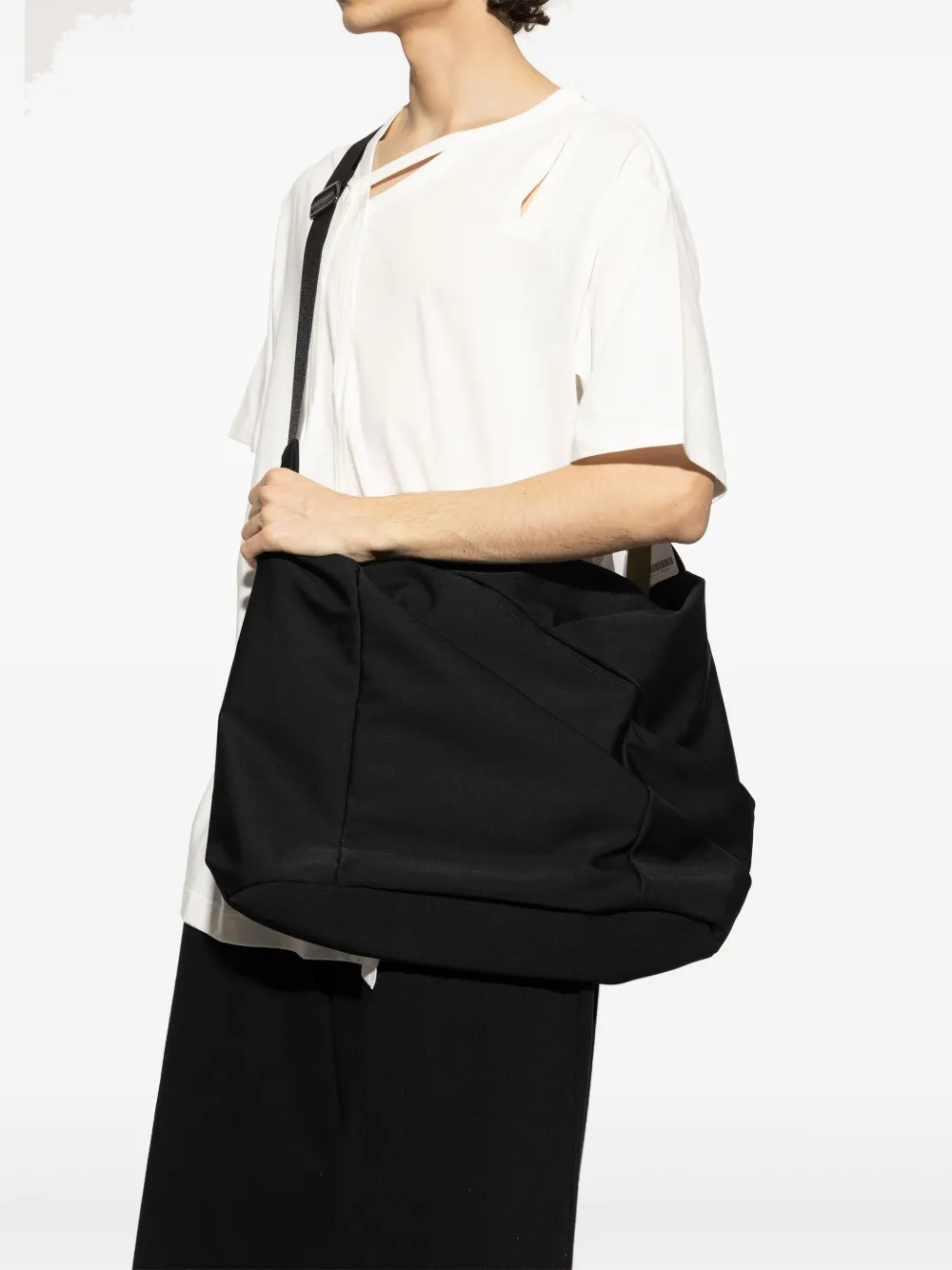 Yohji Yamamoto wool shoulder bag - Zwart