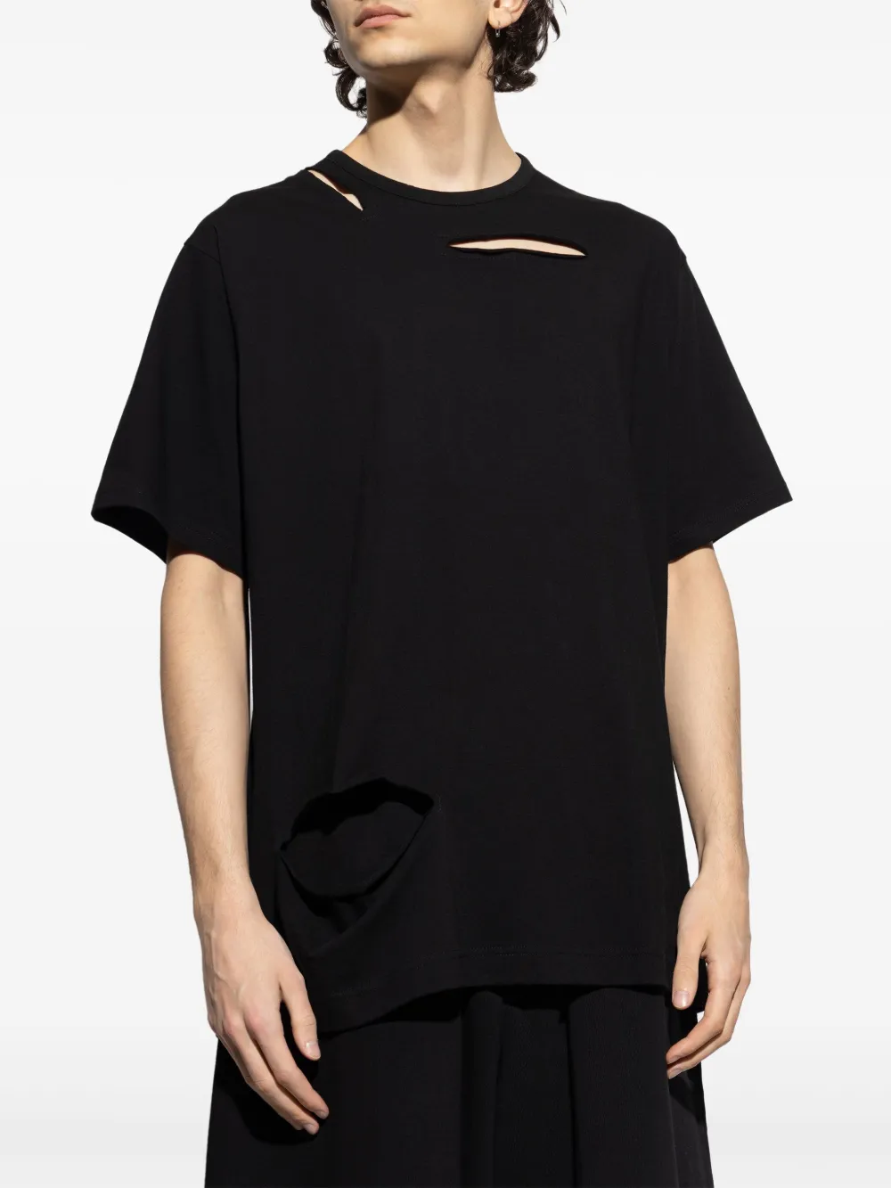 Yohji Yamamoto distressed-effect T-shirt - Zwart