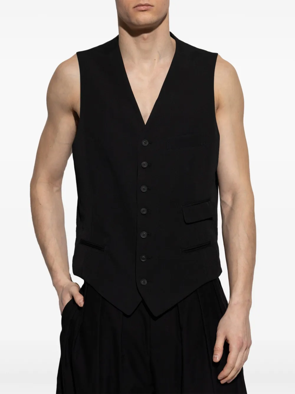 Yohji Yamamoto Gilet met knopen Zwart
