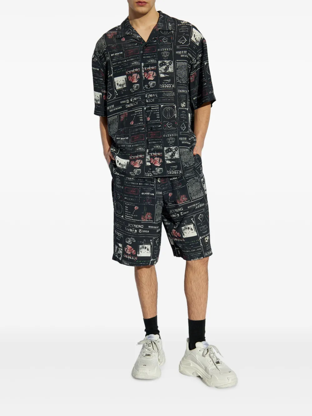 Iceberg printed shorts - Zwart