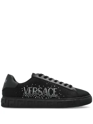 スニーカー VERSACE Men Sneakers 75YA3SB4ZS876G89 Black Versace Men's Medusa Logo Black Leather Sneakers Shoes US 11