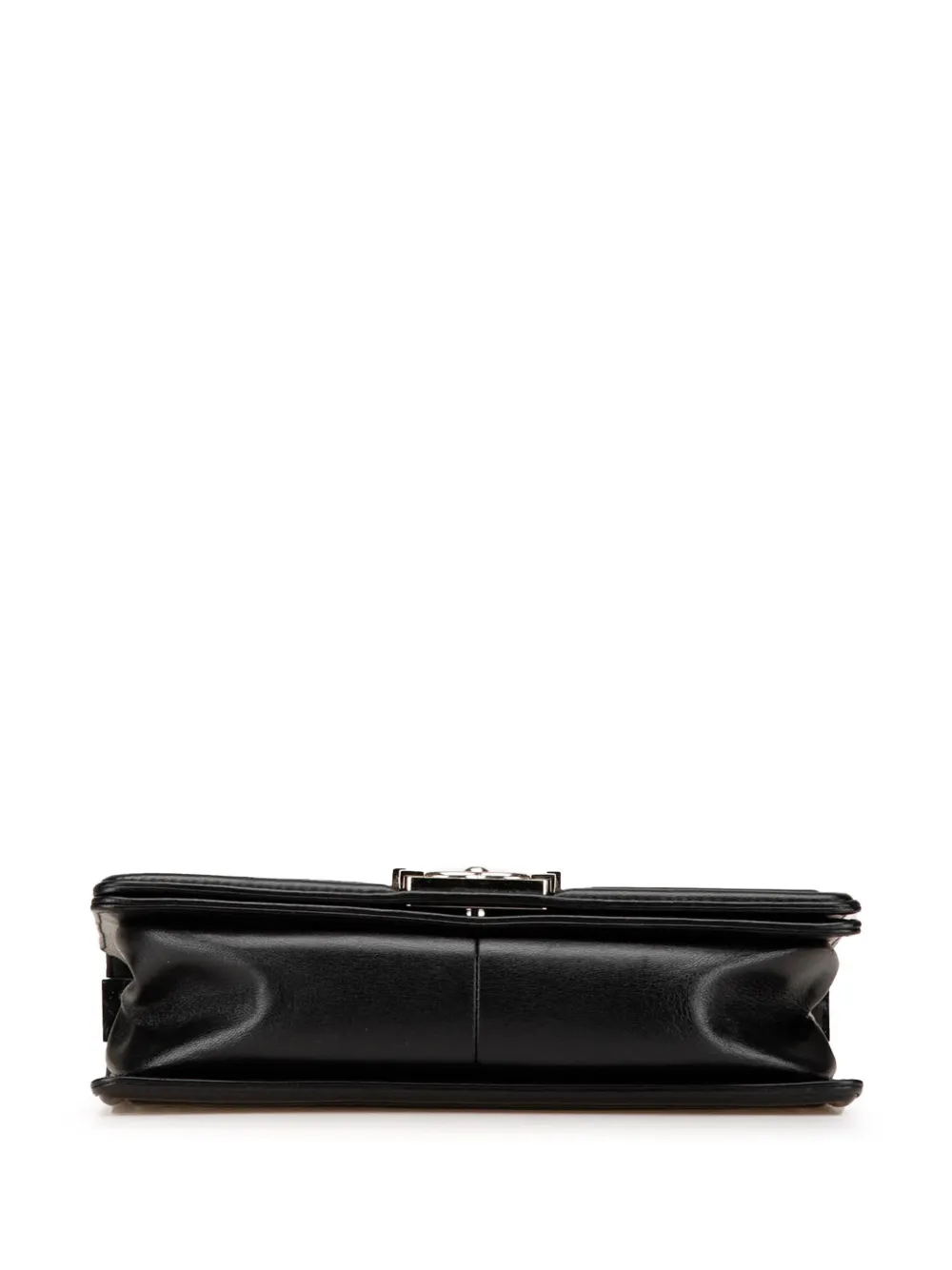 Pre-owned Chanel 2018 Medium Lambskin And Iridescent Pvc Chevron Boy Flap Crossbody Bag In 黑色