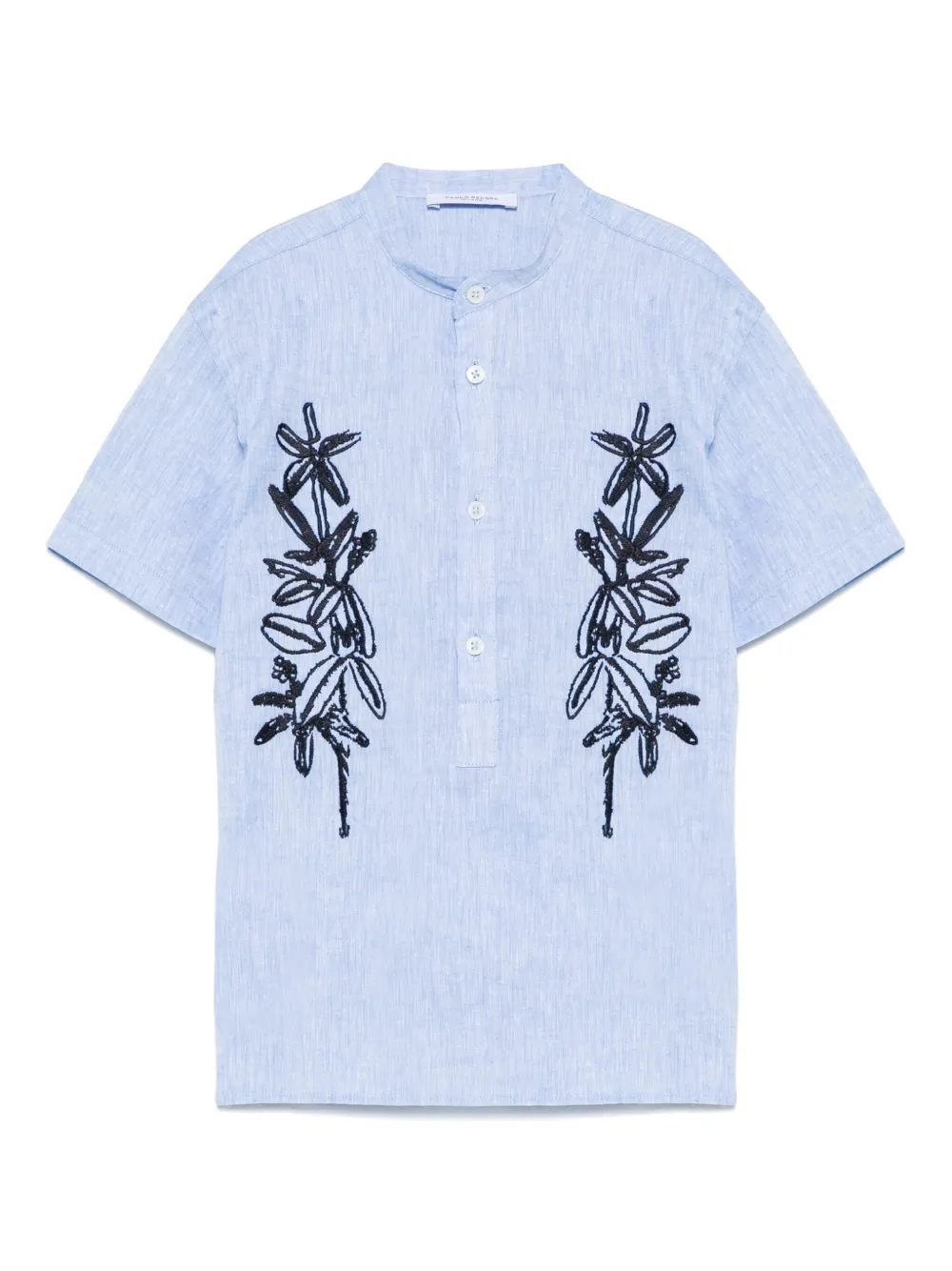 Paolo Pecora Kids Shirt met geborduurde bloe Blauw