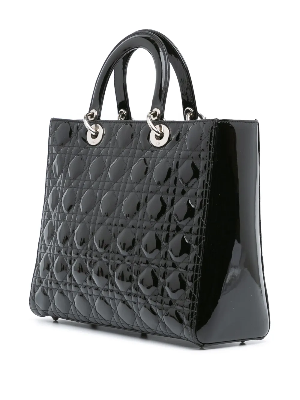 Christian Dior Pre-Owned 2012 grote gelakte Cannage Lady Dior boekentas - Zwart