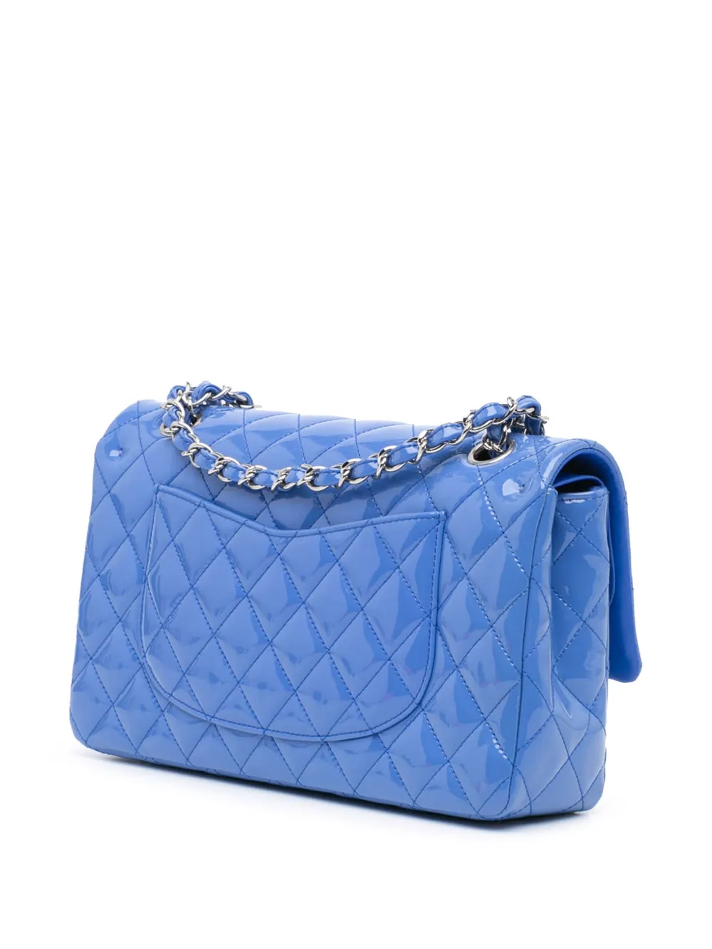 CHANEL Pre-Owned 2016-2017 medium Classic gelakte Double Flap schoudertas - Blauw