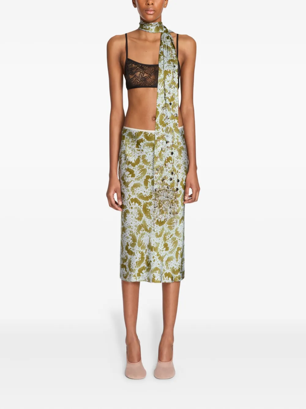 Shop Dries Van Noten Silk Scarf In Green