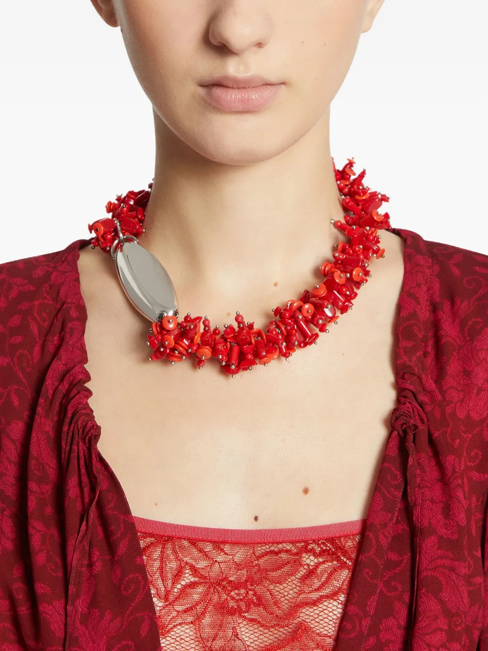 DRIES VAN NOTEN Halsketting verfraaid met kralen - Rood