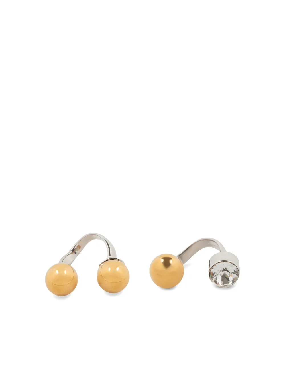 Dries Van Noten Rhinestone-embellished Open Rings (set Of Two) In Silver