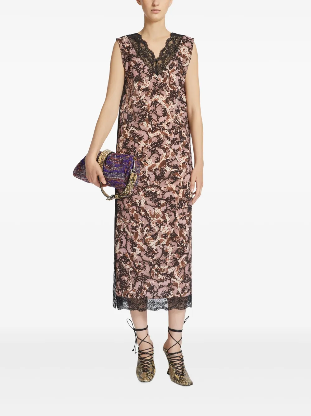 DRIES VAN NOTEN Jurk met print - Bruin