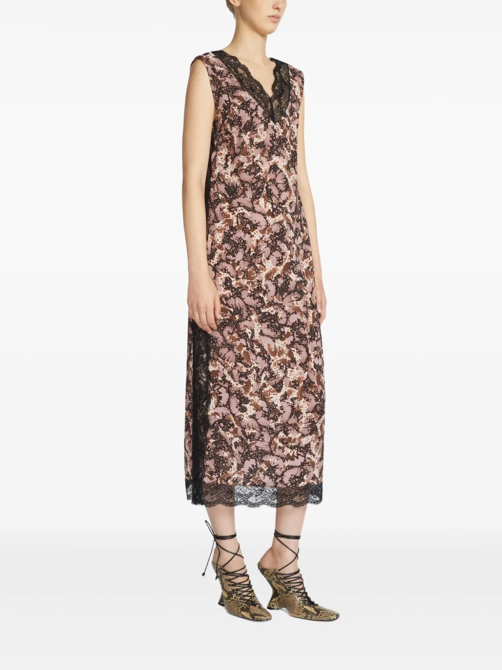 DRIES VAN NOTEN Jurk met print Bruin