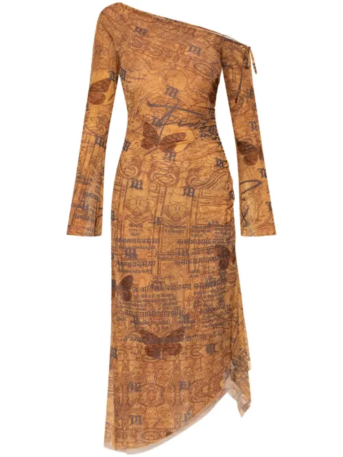 Robe mi-longue à motif abstrait - MISBHV - Modalova