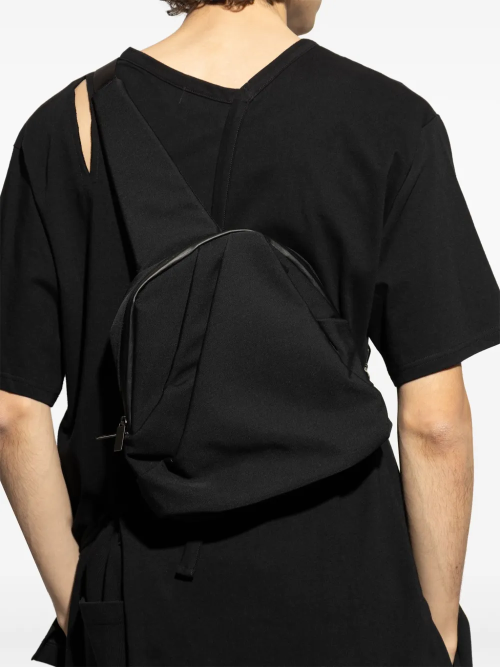 Yohji Yamamoto draped-detail backpack - Zwart