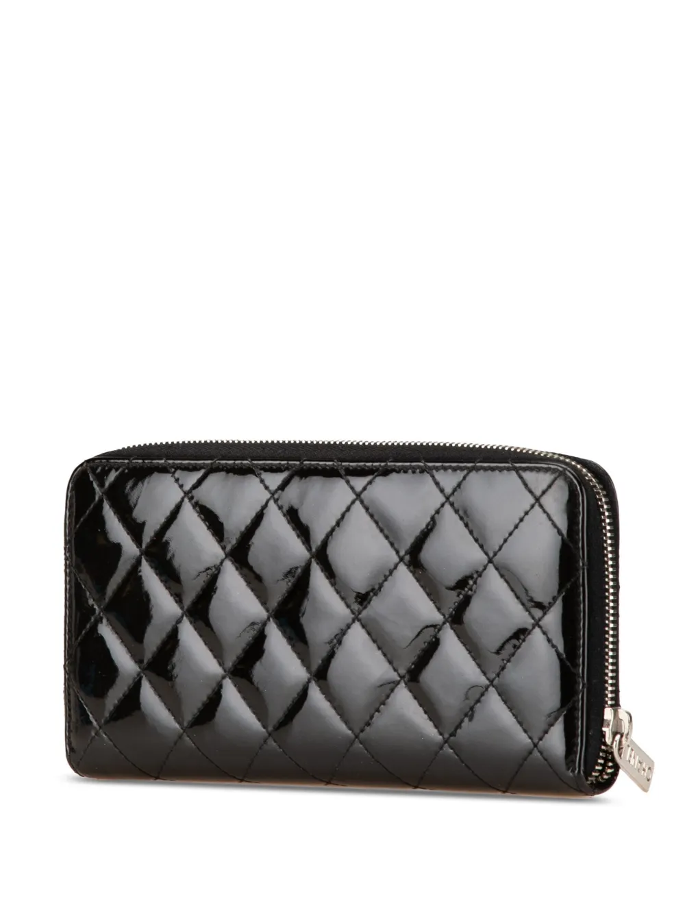 CHANEL Pre-Owned 2013-2014 gewatteerde gelakte Brilliant Zip Around Wallet lange portemonnee - Zwart