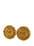 CHANEL Pre-Owned 1996 Gold Plated CC Round Clip On Earrings costume earrings