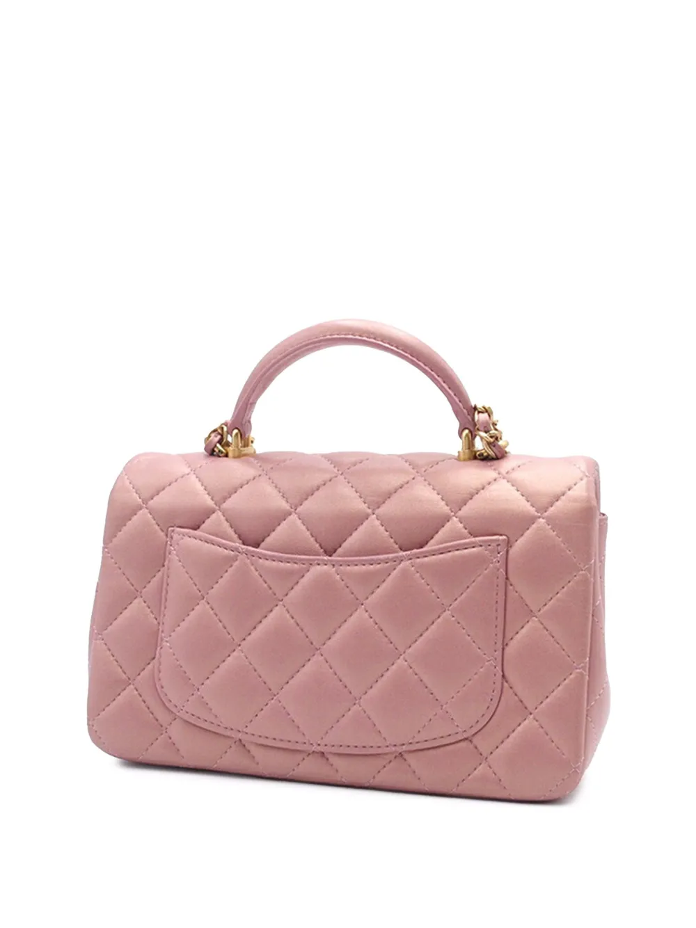 CHANEL Pre-Owned 2021 Mini Flap rechthoekige iriserende boekentas met handgreep - Roze