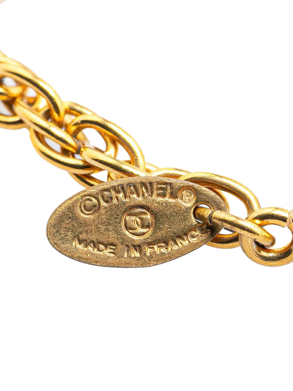 CHANEL Pre-Owned 1970-1980 vergulde halsketting met ronde CC-hanger - Goud