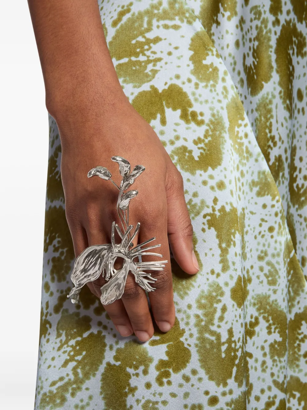 DRIES VAN NOTEN Ring met bloemenpatroon - Zilver