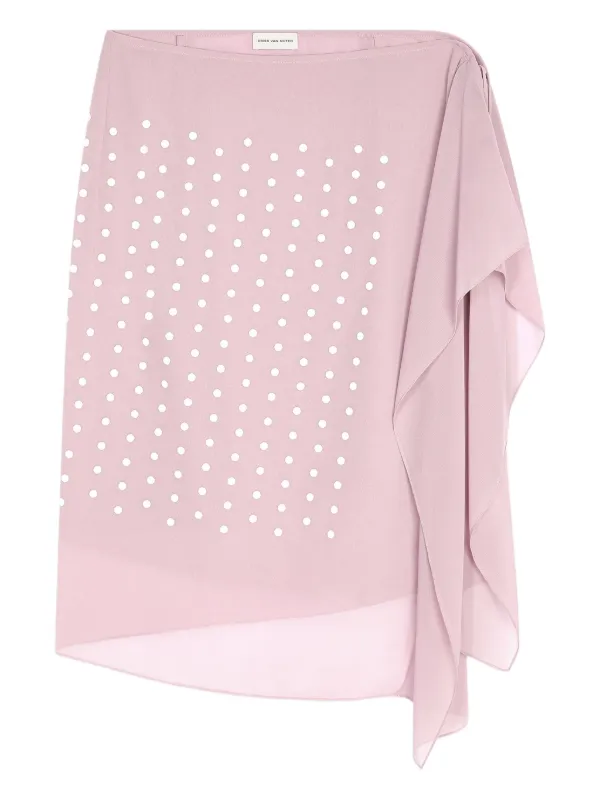 【Dries Van Noten】 ロングドレープスカート ピンク Draped crêpe maxi skirt in pink - Dries Van Noten | Mytheresa