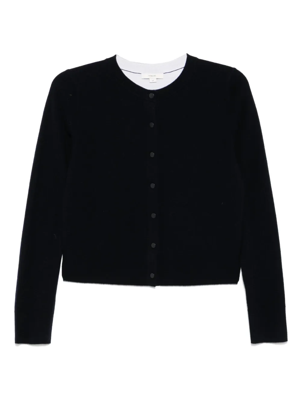 Shop Vince Tipped Half Moon Cardigan In Blue