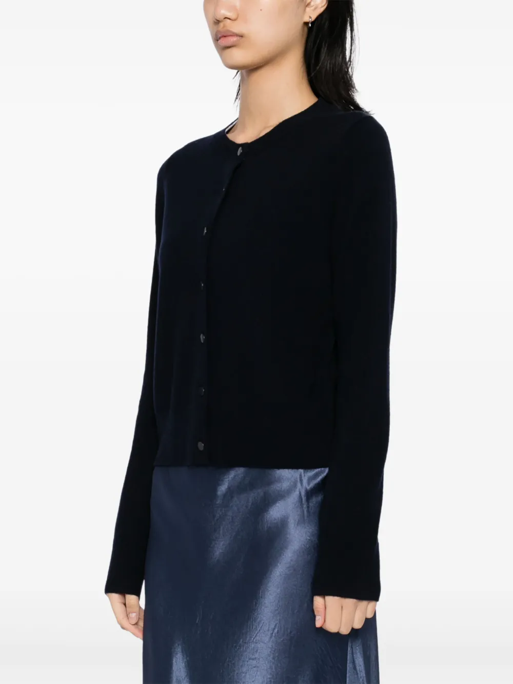Shop Vince Tipped Half Moon Cardigan In Blue