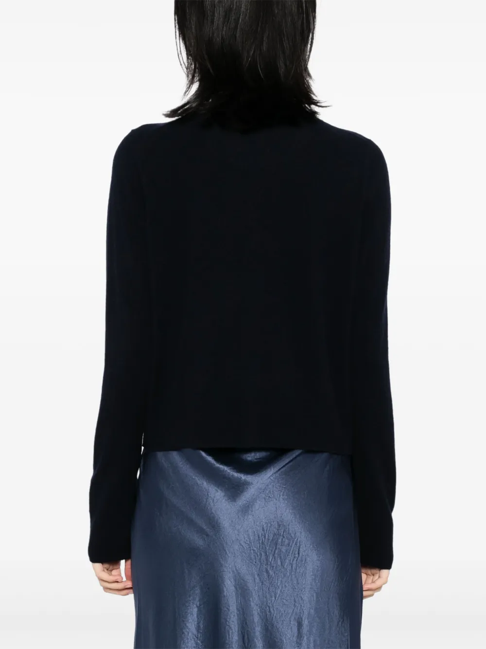 Shop Vince Tipped Half Moon Cardigan In Blue
