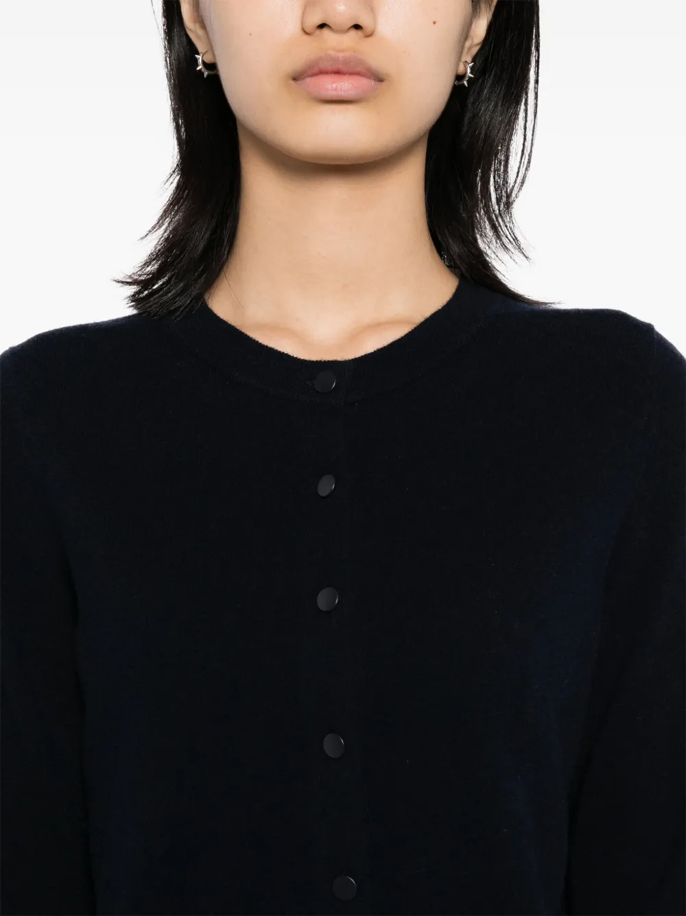 Shop Vince Tipped Half Moon Cardigan In Blue