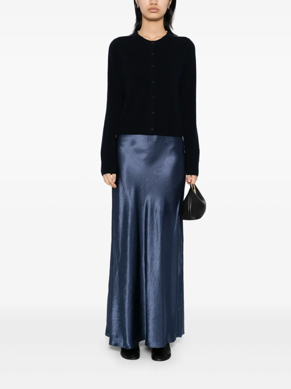 Shop Vince Tipped Half Moon Cardigan In Blue