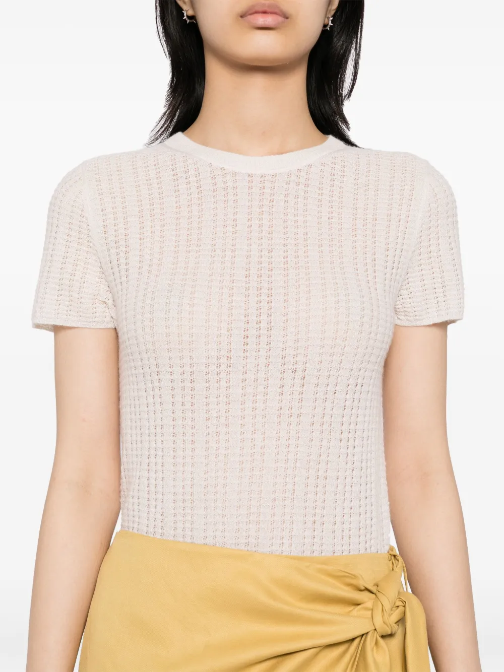 Vince T-shirt met wafelpatroon Beige