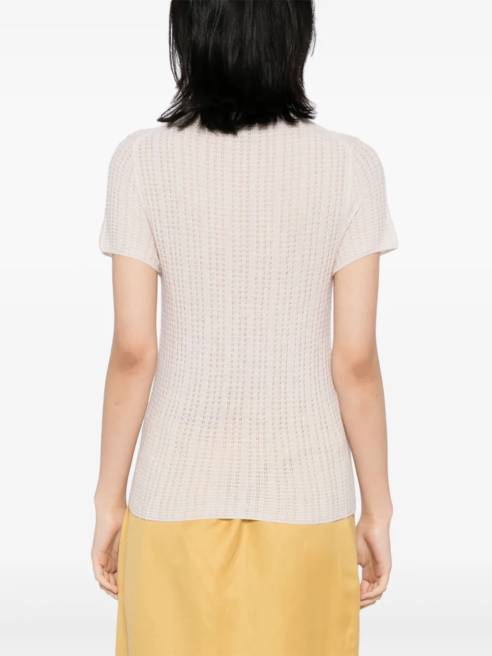 Vince T-shirt met wafelpatroon Beige