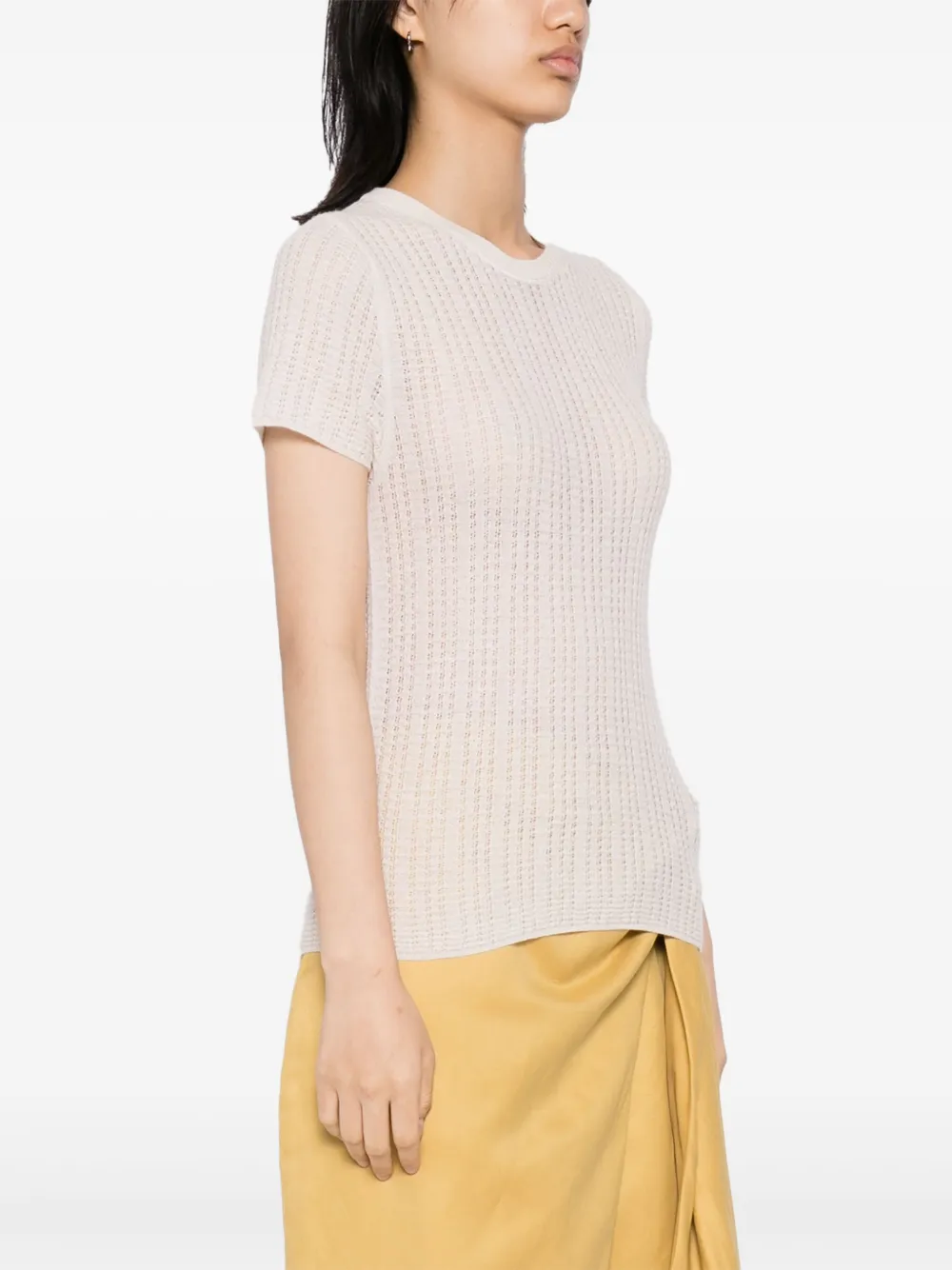Vince T-shirt met wafelpatroon Beige