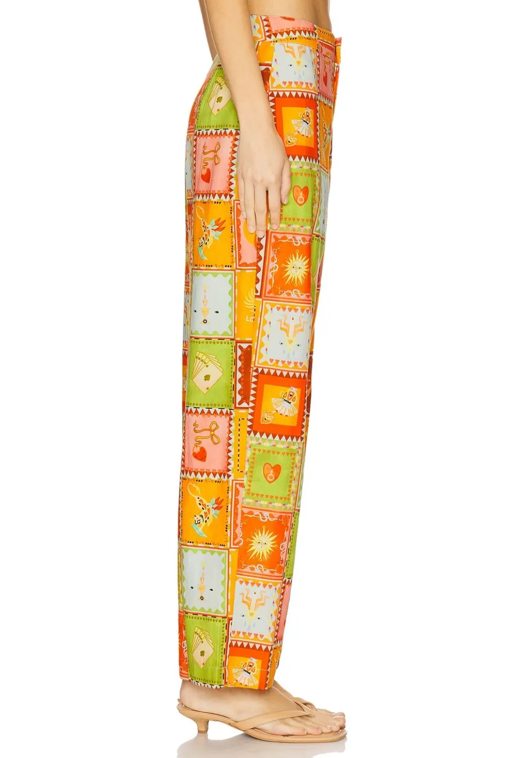 Never Fully Dressed Patchwork-print Trousers In Orange