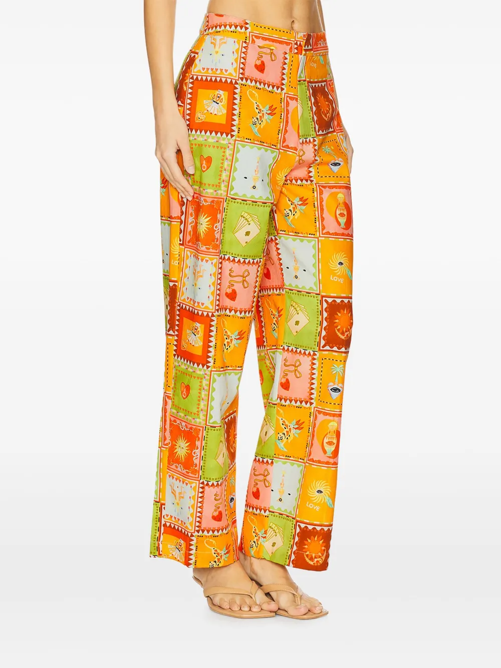  Never Fully Dressed Patchwork-print Trousers - Orange 