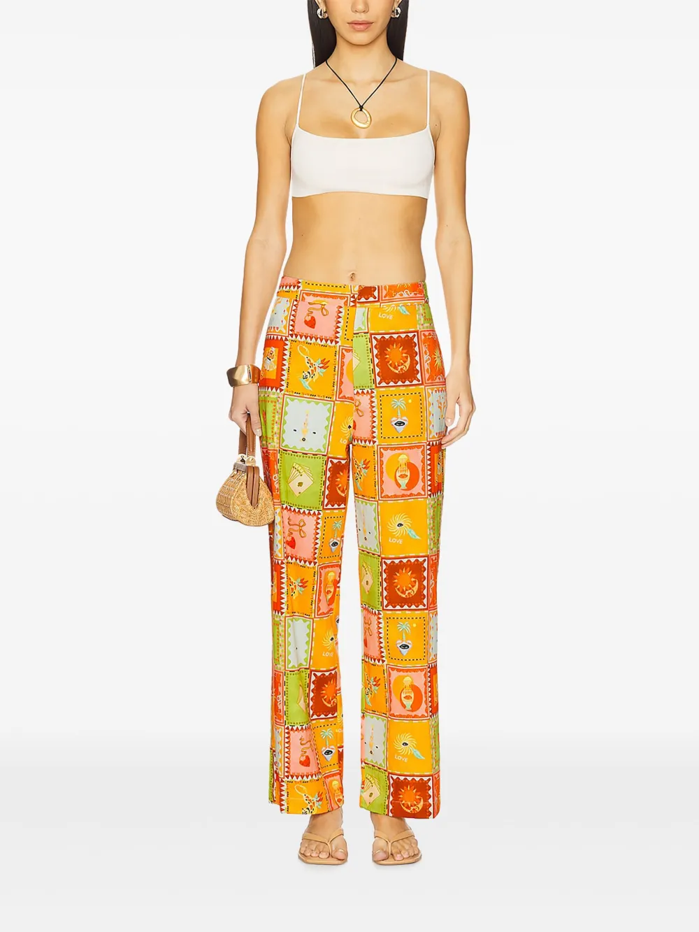  Never Fully Dressed Patchwork-print Trousers - Orange 